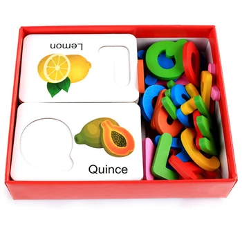 Logwood Dieťa drevených hračiek 3D puzzle vzdelávania 26 písmen drevené puzzle Vzdelávacie monterssori hračka Ovocia & Zeleniny poznanie hračka