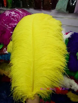 Veľké pól pštrosie perie žltá perie, 10 ks 60-65 cm / 24-26 cm prírodné pierko pre svadobné dekorácie
