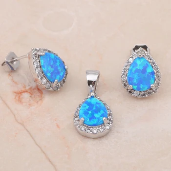 Nádherný dizajn Značky Šperky Sady blue fire opal Striebro Pečiatkou Módne šperky sada pre Zapojenie OS002A