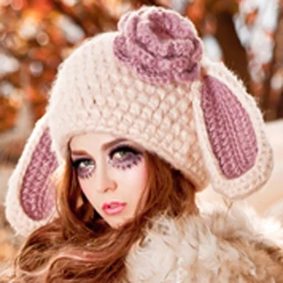 2016 Zimné roztomilý pletené čiapky,dámske Veľký Králik Ucho teplé Berets Lady Čiapočku Klobúk