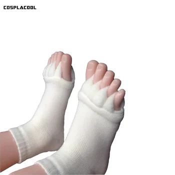 [COSPLACOOL]Päť prst ponožky ženy masáž feparator nohy bolesť mäkké zdravie ženy úsek šľachy zmierniť biela Sokken calcetines