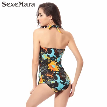 Veľkoobchod 2018 Nové Tlač Trojuholníkové Spodnej Tradičné Ženské Sexy Plavky Zrelé Ženy Tankiny Plavky M-XXL plus veľkosť