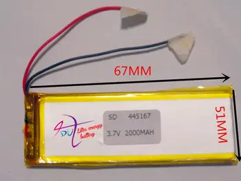 Najlepšie batérie značky 3,7 V,2000mAH,[445167] PLIB; polymer lithium ion / Li-ion batéria pre tablet pc,mp3,mp4,bunky pho