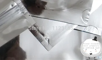 16x24cm,100ks Postaviť priesvitné hliníkové ziplock tašky - Predné číre & silver aluminized fólie na zips rukoväť tesnenie plastové puzdro