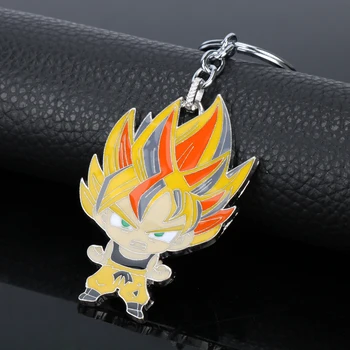 Dongsheng Anime Dragon Ball Keychain Kovové Son Goku Super Saiyan Enmal Obrázok Keyring Módny prívesok na Krúžok Fob Pre Suveníry-5