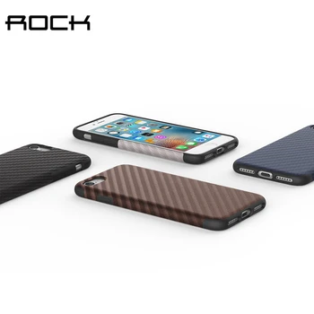 Rock Pôvodu Série Textúrované puzdro Pre Apple iPhone 7 / 7 Plus Luxusné Mäkké Uhlíkových Vlákien TPU Značky Telefónu Zadný Kryt Prípadoch Pre 7