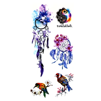 Morská Víla Kráľovná A Perie Vtákov A Kvetov Nepremokavé Dočasné Tetovanie Mužov Henna Tattoo Body Art Tatoos Dočasných Na Grile