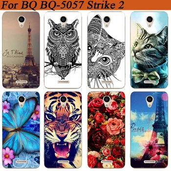 Pre BQ 5057 Prípadoch Luxusné DIY Maľované Tiger, Vlk Sova Soft Rose Tpu puzdro Pre BQ BQ-5057 Strike 2 BQS 5057 Fundas Silikónové Krytie