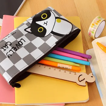 Kawaii mačka, ceruzka školy tašky roztomilý silikónové nepremokavé peračník pre dievčatá, deti darček kórejský kancelárske potreby kancelárske školské potreby