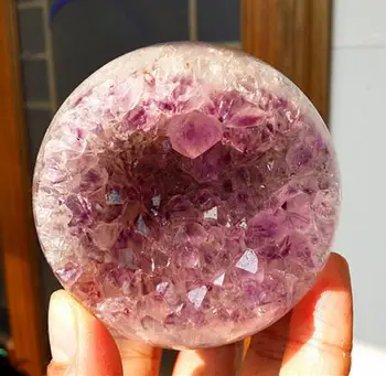 PRÍRODNÉ Ametyst Crystal V Achát Jaskyňa Oblasti Loptu Rez Uzdravenie