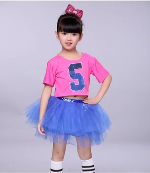 Moderný, Džezový Tanec Kostým Dievča Sequin Top Salsa Sukne Hip Hop Tanečné Oblečenie Deti Dieťaťa Baby Futbal Roztlieskavačky, Tanečné Nosiť