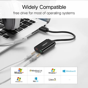 Dbg USB na 3,5 mm Externý Audio Zvukové Karty Micphone Slúchadlá Adaptér Jack 3,5 mm Slúchadlá pre Win XP/ 7 8 Android Linux