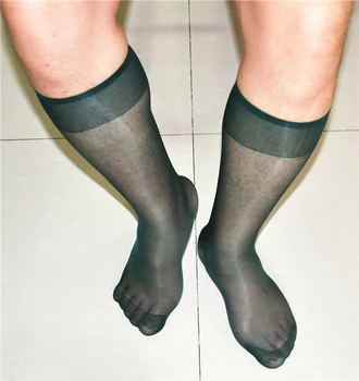 Nové tmavo zelená ultra-tenké trubky farba čisto sexy hodváb sexy čínština pánske ponožky trubice ponožky
