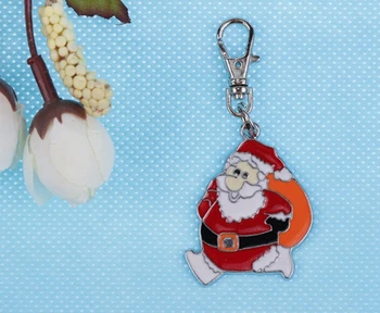 Hot Predaj Vintage Striebro Smalt Santa Claus Charms Keychain Krúžok Na Kľúče Auto Krúžok na kľúče so suvenírmi, Pár prívesok na Šperky DIY A951