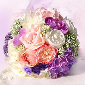 Kyunovia Očarujúce Svadobné Kytice Miešané farebné svadobné Brošňa kytice Svadobné, Umelé kvety, Svadobné Kytice FE12