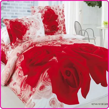 Unihome 3D Red Rose posteľná bielizeň Nastaviť Jedinečné Svadobné Obliečky Queen Size 4PCS Bavlna Bielizeň, Prikrývka/Tešiteľ/Deka Perinu Sady