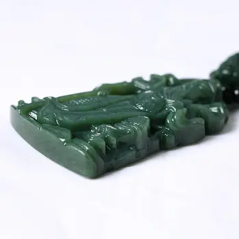 Prírodné Ručne Vyrezávané Green Jade Bohatstvo Guan Yu Náhrdelník Prívesok Ženy Mens Drahokam Šperky Darček Veľkoobchod