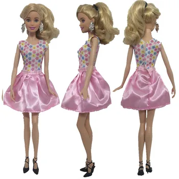 Ružový Kvet Bábika Šaty Pre Bábiky Barbie Jeden Kus Šaty, Oblečenie Pre Barbie domček pre bábiky Princezná Šaty DIY 1/6 Bábika Príslušenstvo