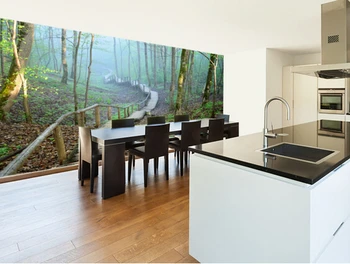 Vlastné prírodné tapety, Hmlisté Lesa Schodisko,3D moderné tapety pre obývacej izby, spálne, reštaurácia stenu nepremokavé tapety