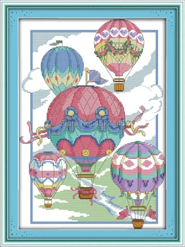 Ilúziu teplovzdušné balóny obrazy počíta tlačené na plátno DMC 11CT 14CT súpravy Cross Stitch výšivky, výšivky Sady