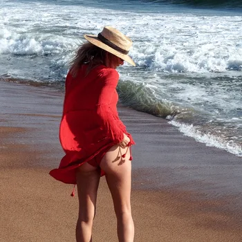 Pláž zakryť Biely Hodváb Plavky Tuniku Kaftan Plážové Šaty Plaviek Kryt ups Ženy Župan de Plage Saida de Praia