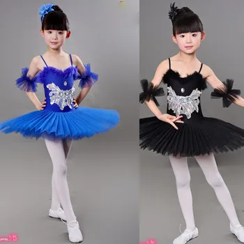 Black detský Balet Tutu tanečné Šaty, kostýmy Balet Labutie Jazero Kostýmy Deti, Dievčatá Fáze nosenie Spoločenský tanec Šaty Oblečenie