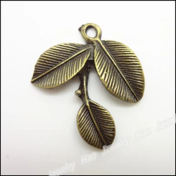 40pcs Vintage zobrazili kľúčové tlačidlá Strom leaf Prívesok Antické bronzové Fit Náramky, Náhrdelník DIY Kovové Šperky Robiť