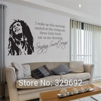 Veľkoobchod Bob Marley Citácie Vinyl Stenu Plagát na Stenu Umenie Tapety, Samolepky na Stenu Domáce Dekorácie tx-085