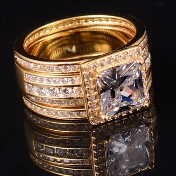 Luxusné 925 Sterling Silver Simulované Diamantový Prsteň 3-v-1 Ženské šperky, Snubné Prstene Pre Ženy veľkosti 5-10