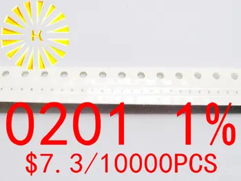 0201 1% Čip Odpory 1R-10M SMD Rezistora x 10000PCS